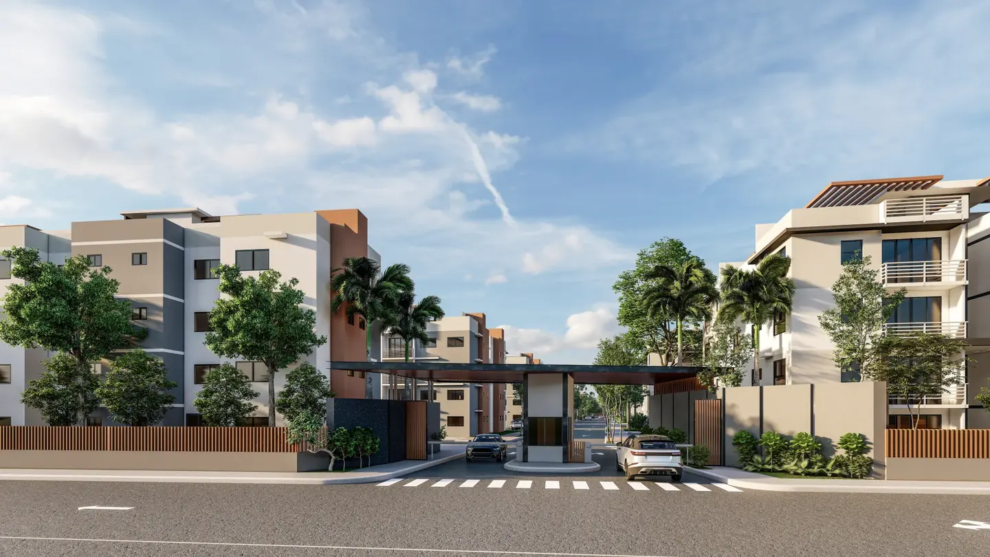 Vista de entrada a Residencial Palmas de La Romana